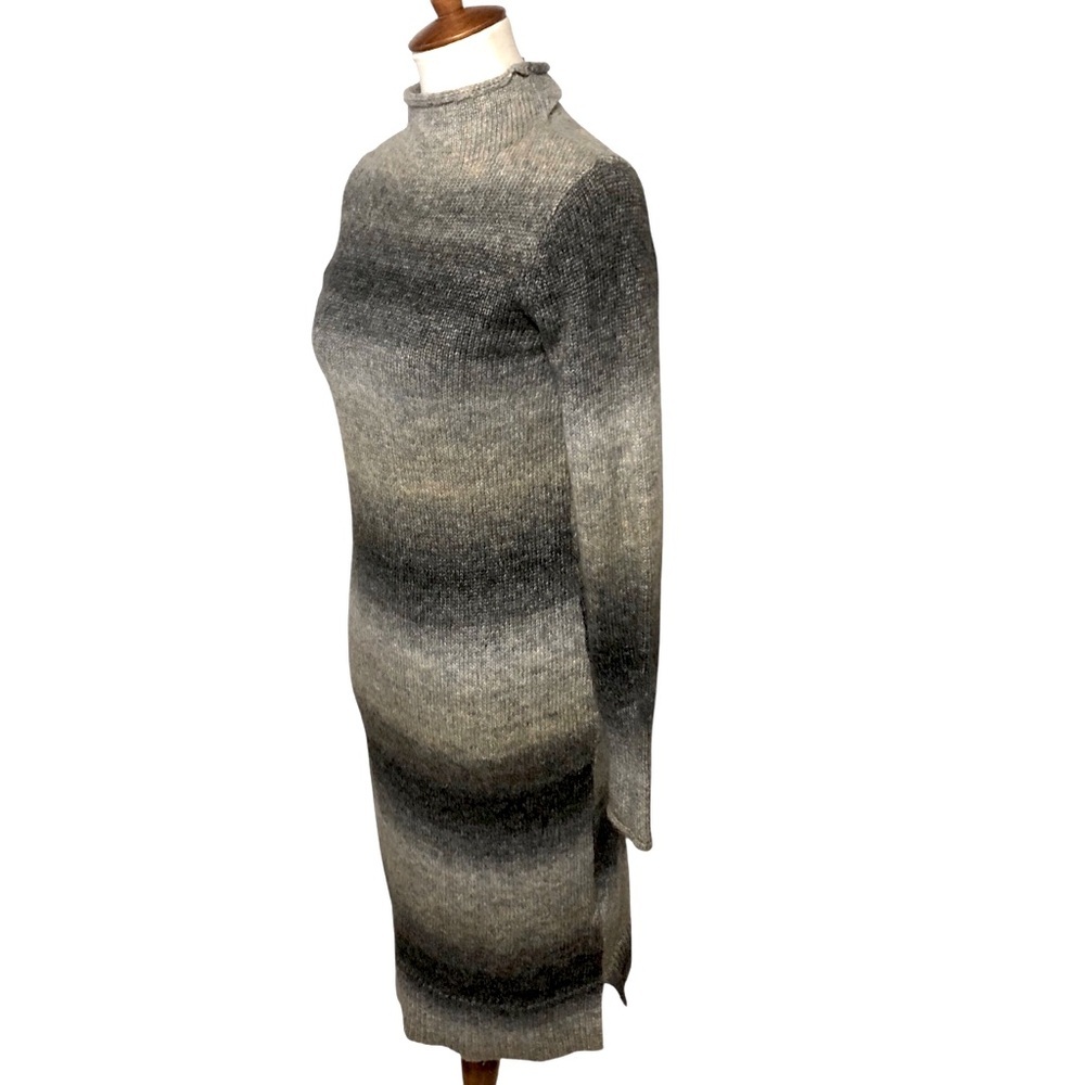 Cynthia Rowley Sweater Dress S Gray Ombre Wool Blend Midi Mock Neck Office Cozy - Picture 5 of 14